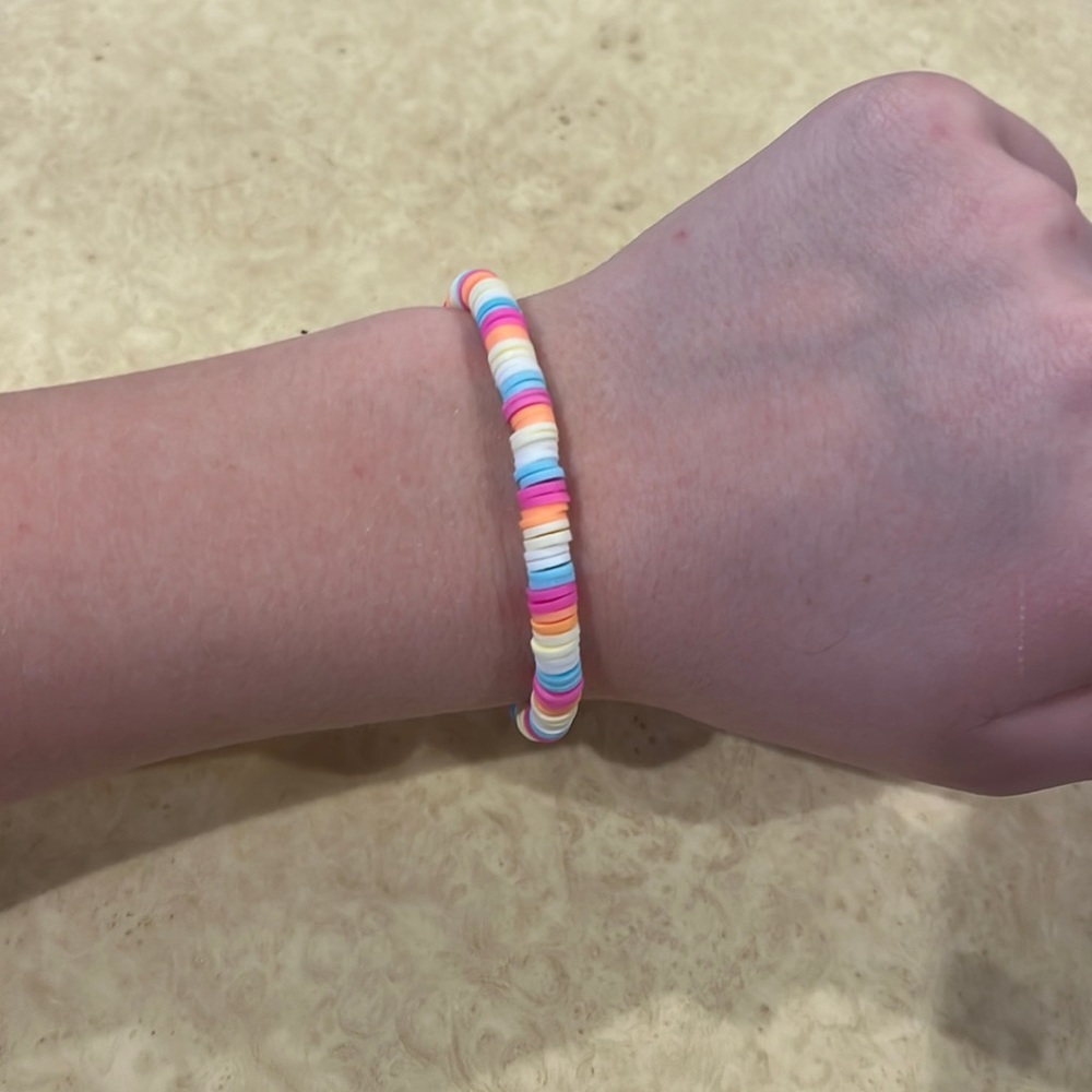 Rainbow colored clay bead handmaid bracelet